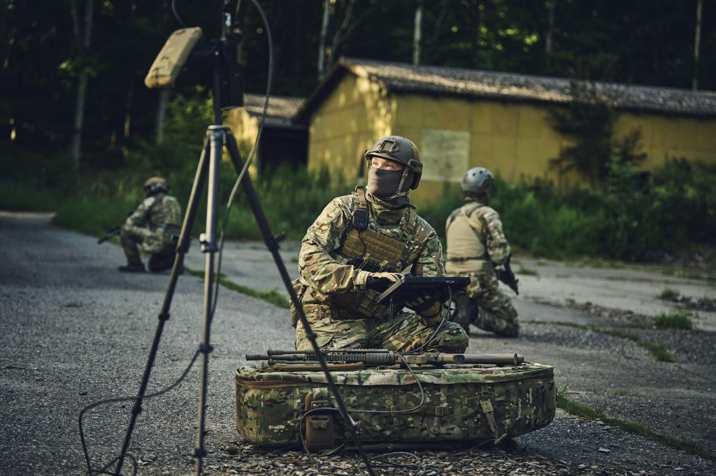 Drones Soldiers protecting base at ground station